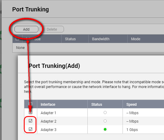 QNAP add port trunking