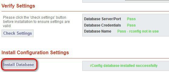 Verify database settings