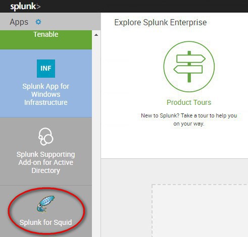 Instal Splunk for Squid app