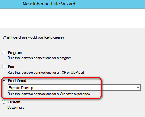 Inbound rule for How to enable Remote Desktop on Windows Server