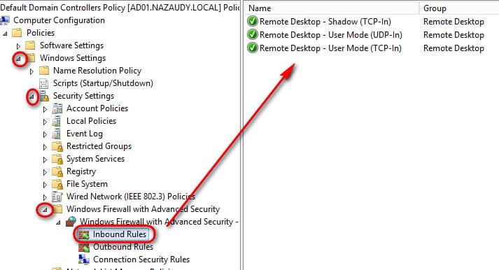 Firewall RDP rules