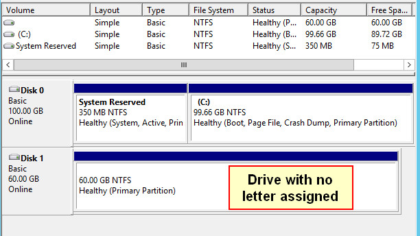 Restore drive with no letter assigned