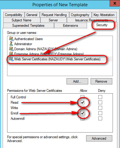 Web Server Security settings