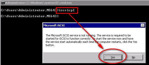  iscsicpl to launch the Microsoft iSCSI initiator