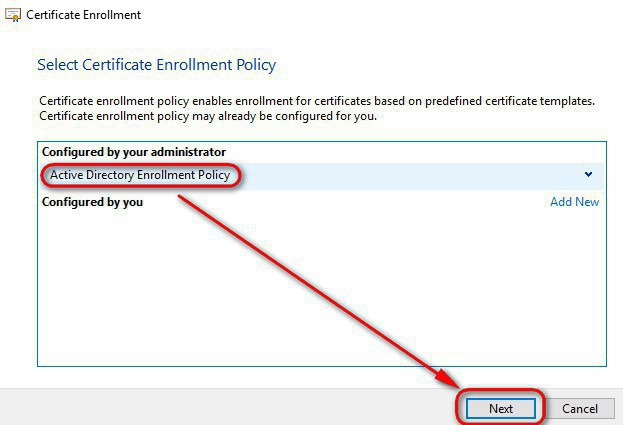 Active Directory Certificate Enrollment Policy
