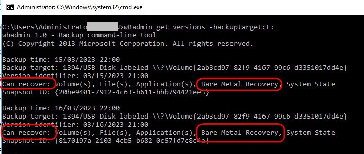 Can recover bare metal recovery