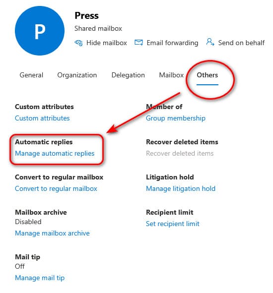 Manage automatic replies