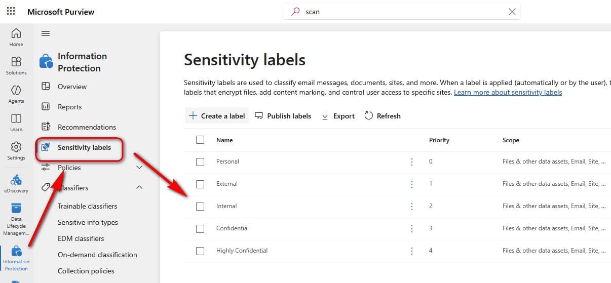 Purview Sensitivity Labels