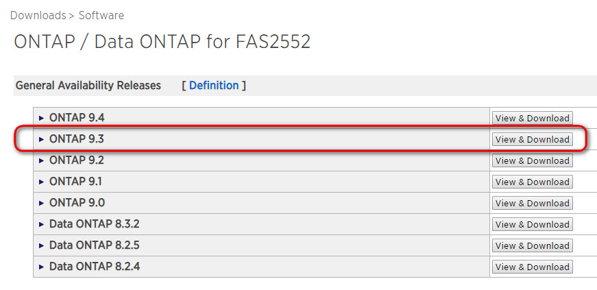 Download ONTAP 9.3 for FAS 2552