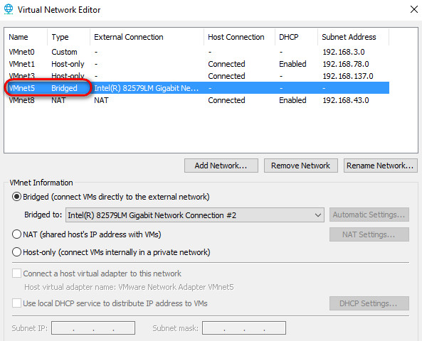 VM Network Bridge network