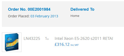 Intel Xeon E5-2620 @ 2 GHz