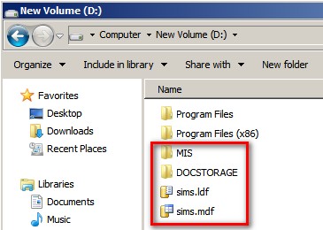 the MIS folder and DOCSTORAGE
