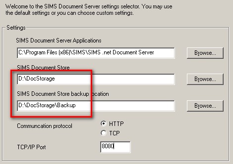 location of the Document Server application