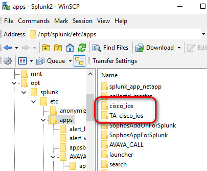 WinSCP Cisco folder