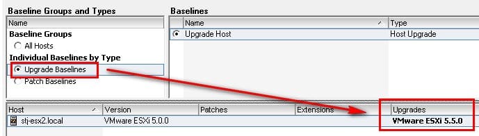 ESXi host ugprade baselines