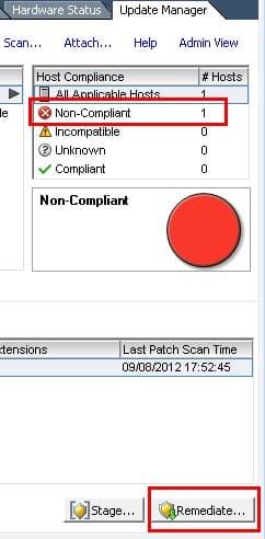 ESXi host non-compliant