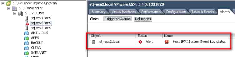 Host IPMI System Event Log Status