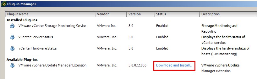 Install VMware vSphere Update Manager extension