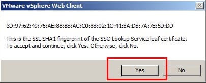 VMware vSphere web client certificate