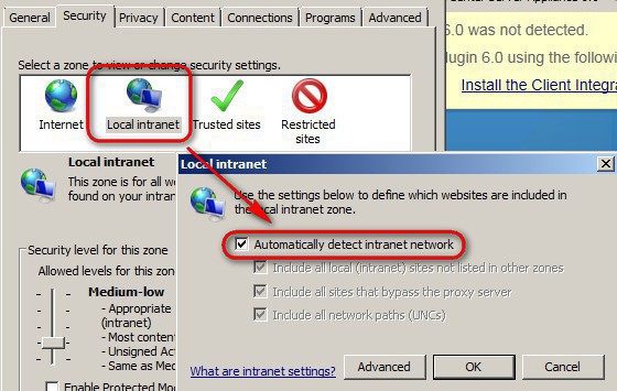 Automatically detect intranet network