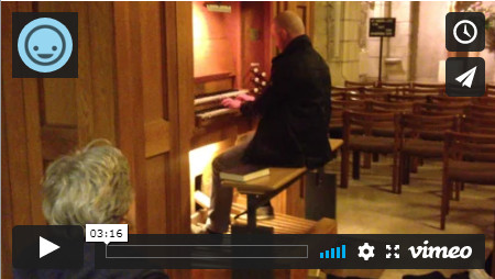 Daniel playing the organ in Notre Dame of Jerusalem