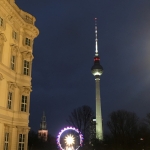The famous Fernsehturm Television Tower, symbol back on the day of the Communist Germany and constructed based on the Russian Sputnik satellite, the first man-made object to orbit the Earth