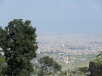 Kathmandu, at the base of the mountains
