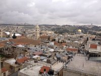View of Mount Moriah (Temple Mount) from the Tower of David. The tower of David is not really the building that Kind David built when 1,000 BC he unified Israel and declared Jerusalem as his capital, that building is lost, but the Crusader thought that th