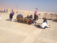 Jewish girls preparing to climb up