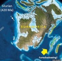 Silurian 420 Mya, the Avalonia and Meguma were to follow, all of them pushing the Appalachians Mountains high in the sky