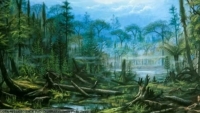 Carboniferous forest. Due to the high level of oxygen, wildfires must have been common… and absolutely atrocious 