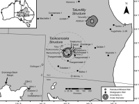 Locations of Tookoonooka impact structure in Australia