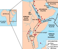 The Afar Triangle in shown in the center