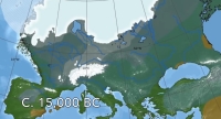 Ice sheet in Europe around 17,000 years ago (15,000 BC)